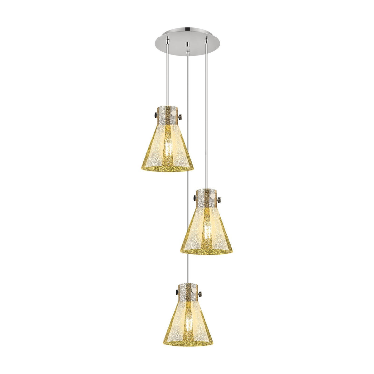 Innovations Newton Cone 16in 3-Light Pendant | Industrial Polished Nickel and Mercury Glass | Kitchen Island & Dining | Model 113-410-1PS-PN-G411-8ME