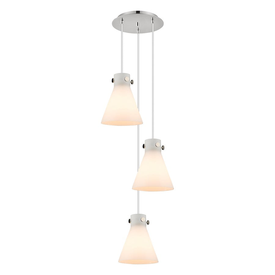 Innovations Newton-C 3-Light Pendant | Polished Nickel and White Glass | Kitchen Island & Dining Room | Model 113-410-1PS-PN-G411-8WH