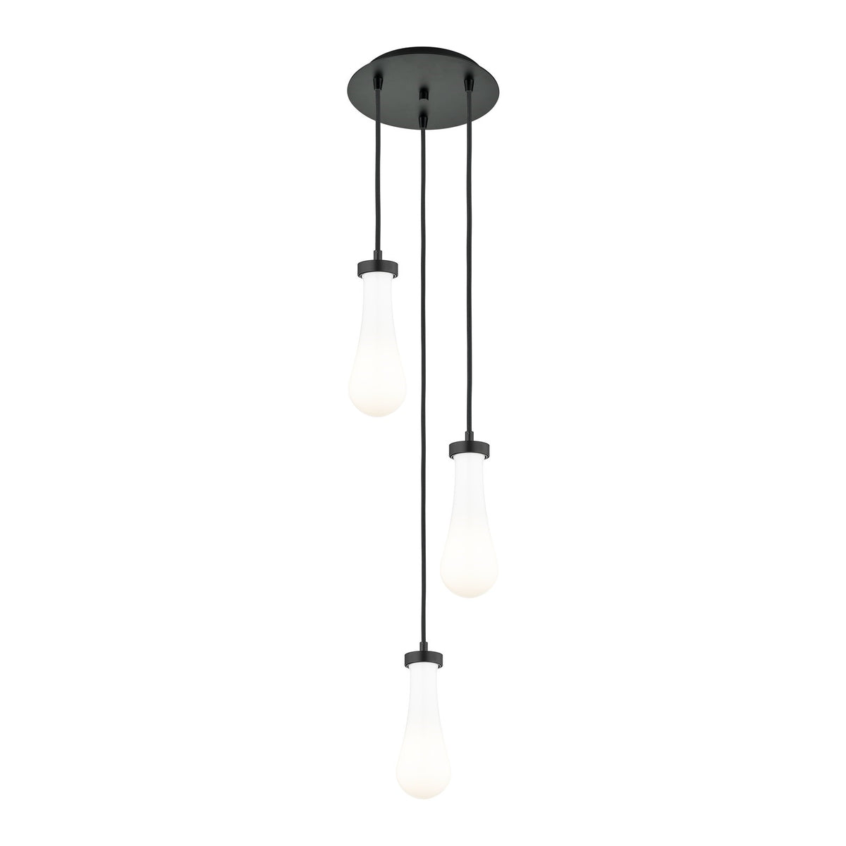 Innovations Owego 13in 3-Light Multi Pendant | Art Deco Brushed Black and Gloss White Glass | Kitchen Island & Dining | Model 113-451-1P-BK-G451-4GWH
