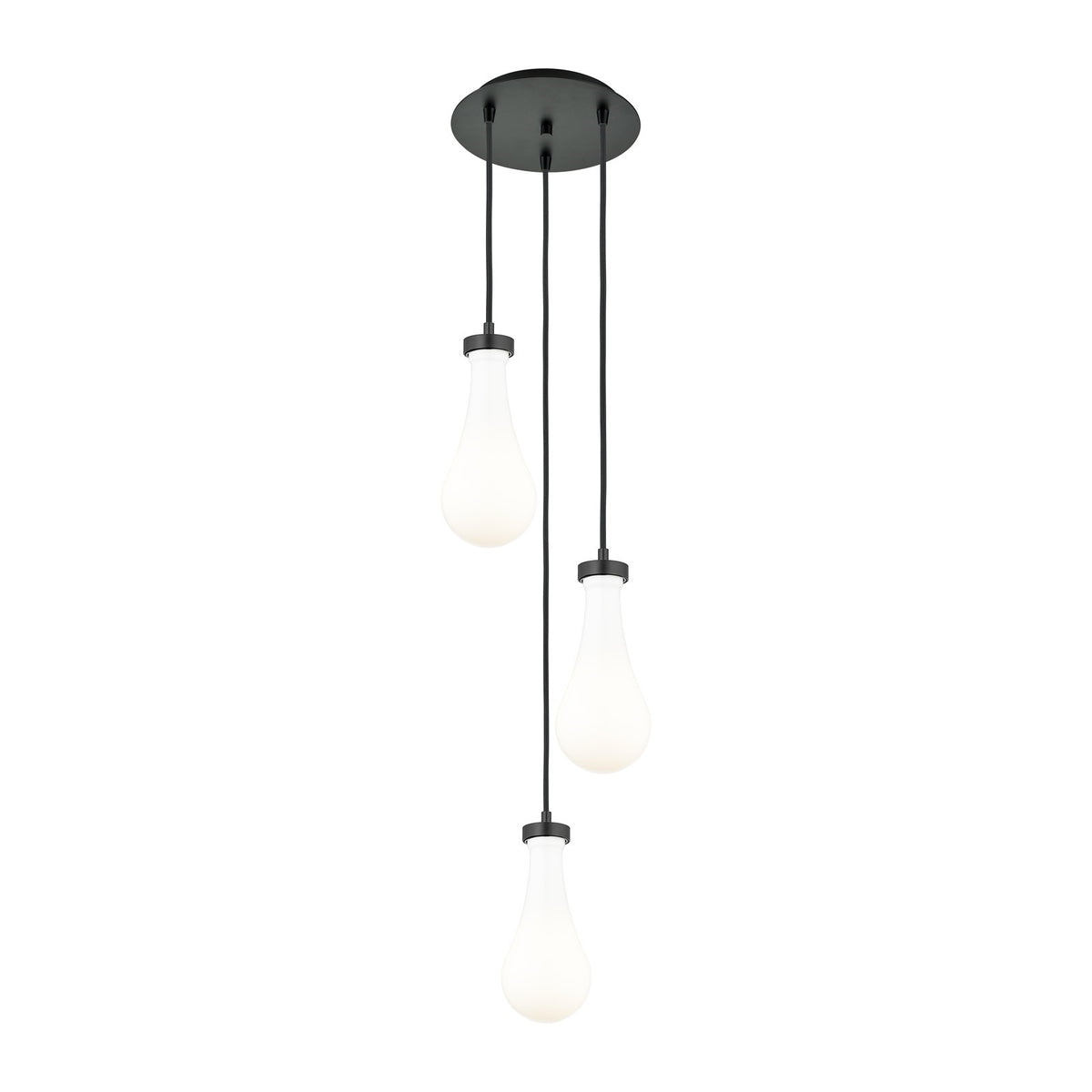 Innovations Owego 12in 3-Light Multi Pendant | Art Deco Matte Black and Gloss White Glass | Kitchen Island & Dining | Model 113-451-1P-BK-G451-5GWH