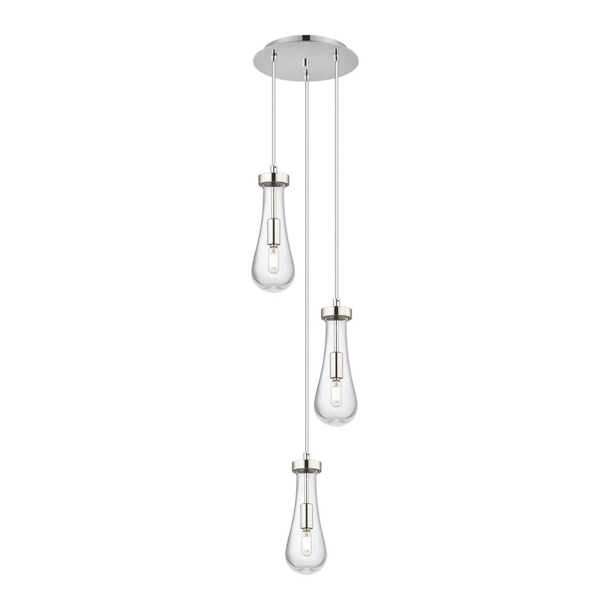Innovations Owego 13in 3-Light Multi Pendant | Art Deco Polished Nickel and Clear Glass | Kitchen Island & Dining Room | Model 113-451-1P-PN-G451-4CL