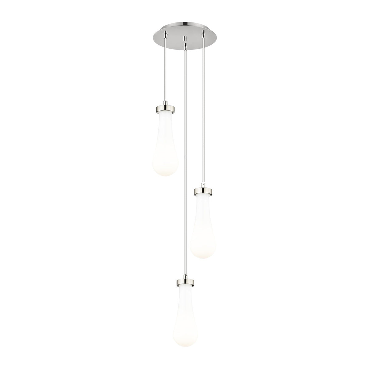 Innovations Owego 13in 3-Light Multi Pendant | Art Deco Brushed Polished Nickel and Gloss White Glass | Kitchen | Model 113-451-1P-PN-G451-4GWH