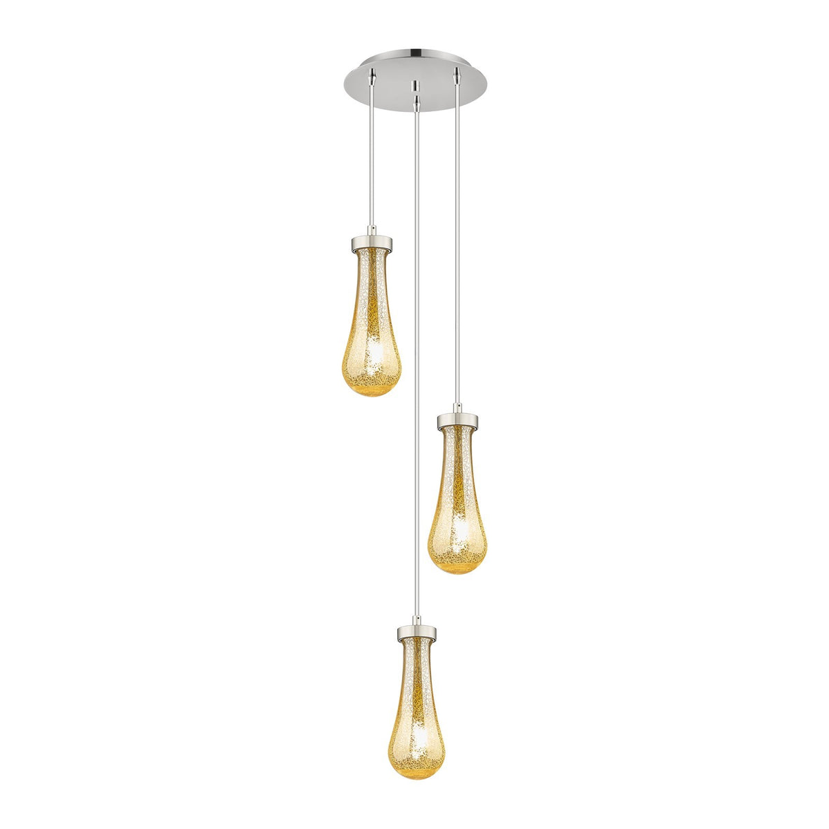 Innovations Owego 13in 3-Light Multi Pendant | Art Deco Brushed Polished Nickel and Mercury Glass | Kitchen Island | Model 113-451-1P-PN-G451-4ME