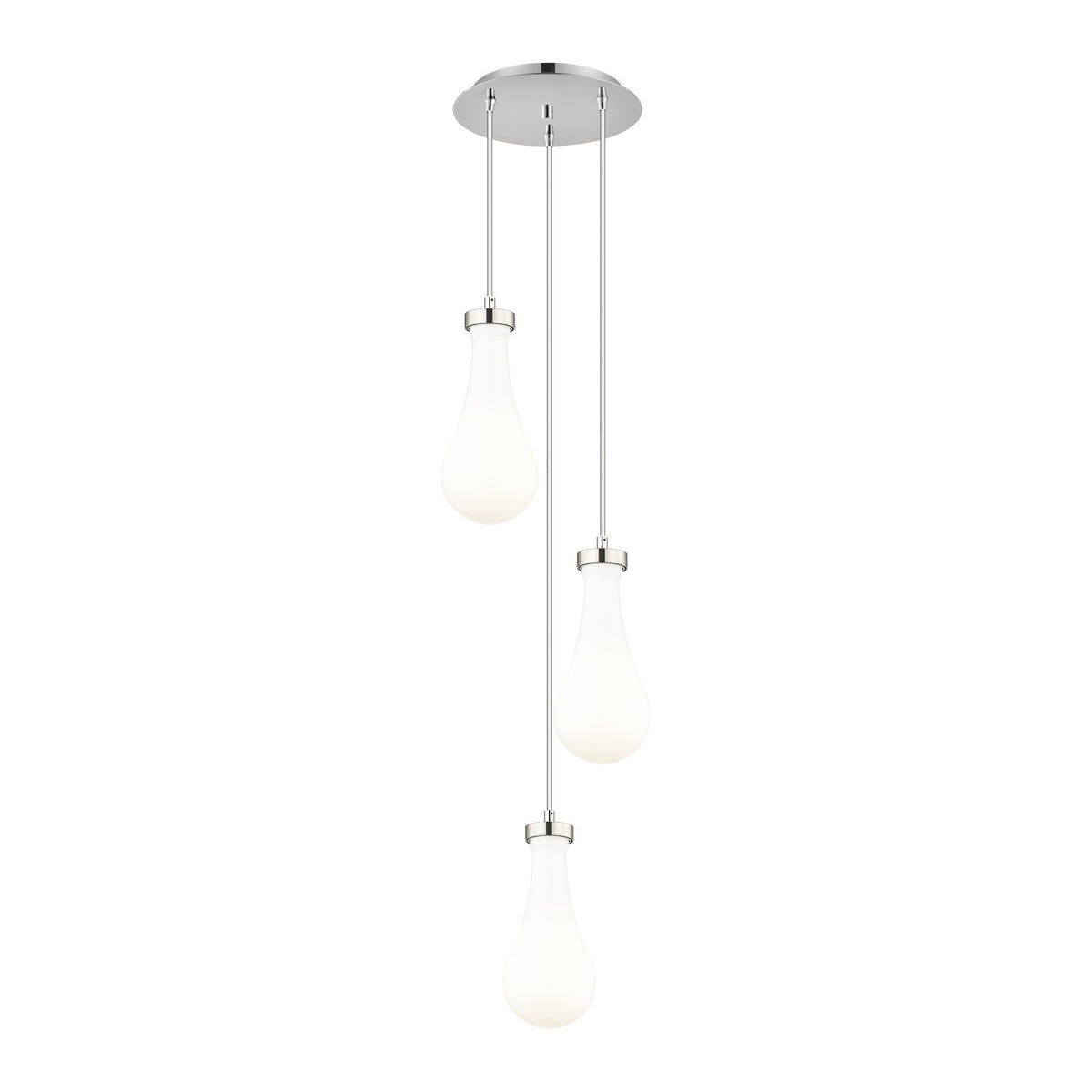 Innovations Owego 13in 3-Light Multi Pendant | Art Deco Polished Nickel and Gloss White Glass | Kitchen Island | Model 113-451-1P-PN-G451-5GWH