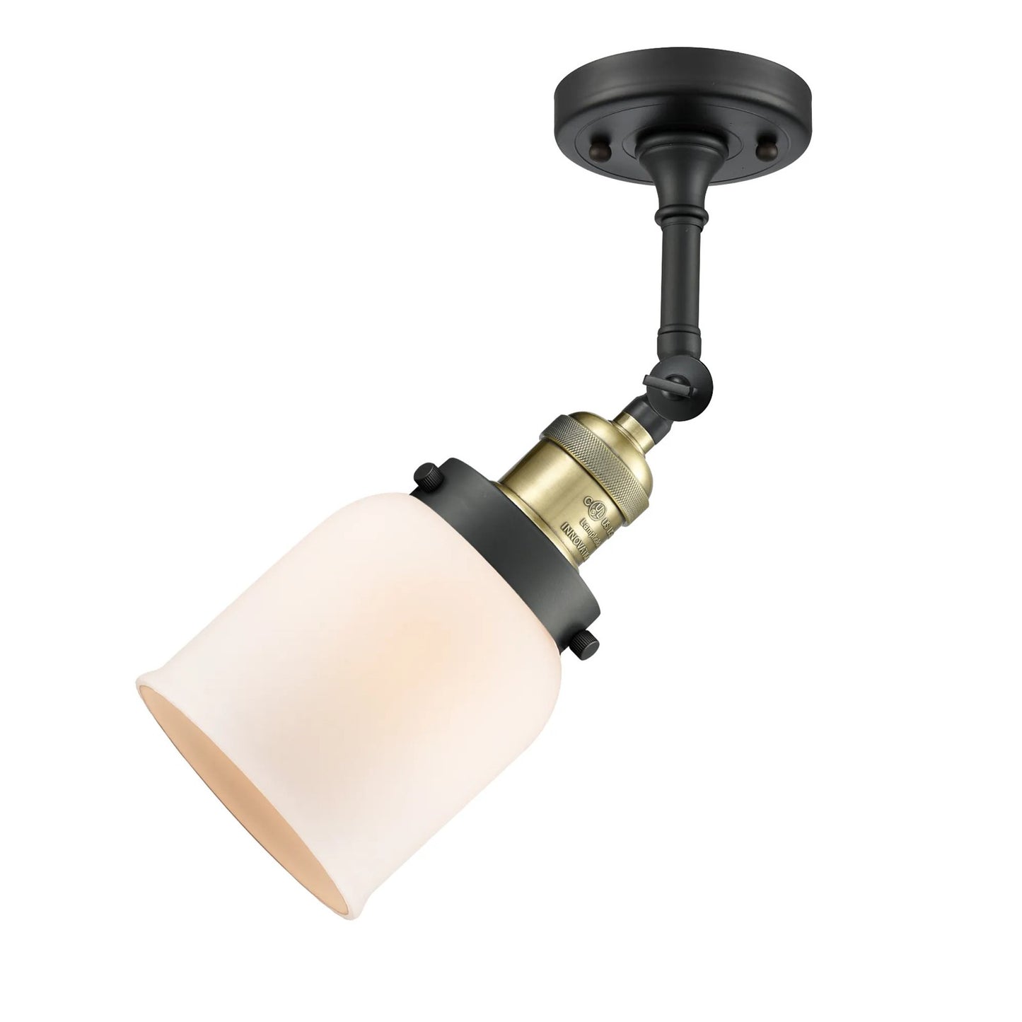 Innovations Lighting 203 Series 5in 1-Light Wall Sconce | Industrial Black Antique Brass and Matte White Cased Glass | Hallway & | Model 203-BAB-G51-LED