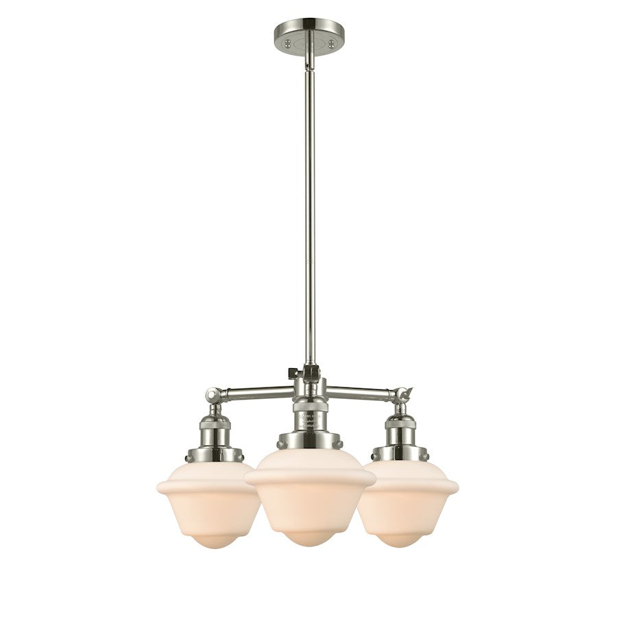 Innovations Smith Oxford 20in 3-Light Chandelier | Industrial Polished Nickel and Amber Frosted Glass | Dining Room & Kitchen Island | Model 207-PN-G531