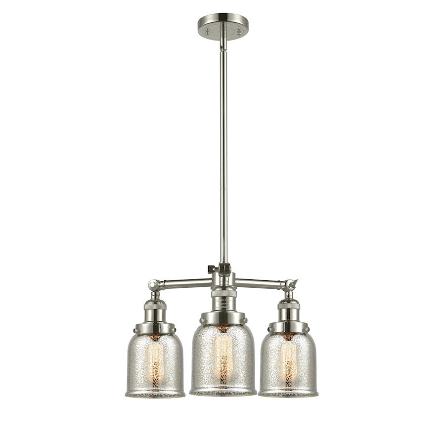 Innovations Franklin Restoration Small Bell 19in 3-Light LED Chandelier | Industrial Farmhouse Polished Nickel and Silver Plated | Model 207-PN-G58-LED