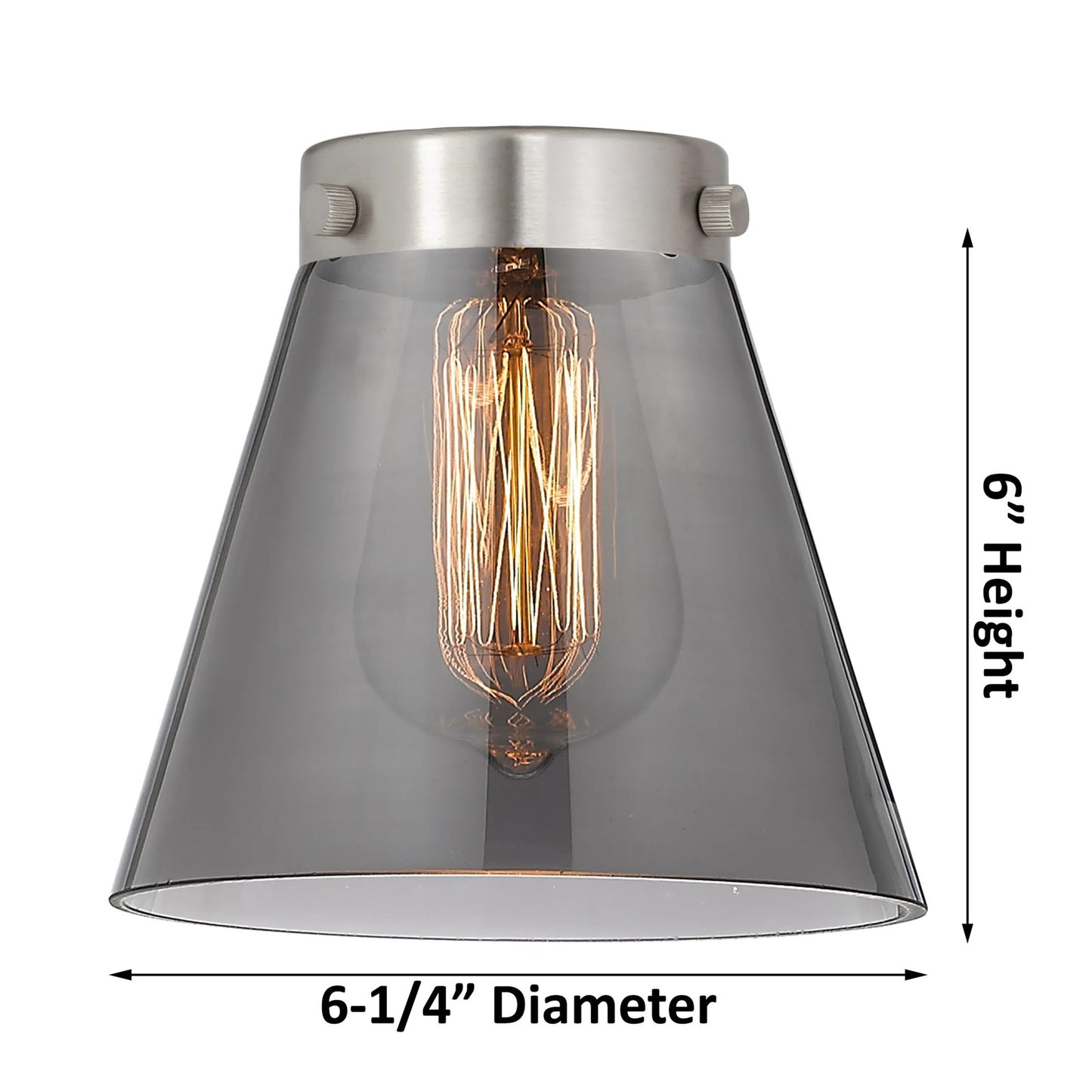 Innovations Lighting Small Cone 19in 3-Light Chandelier | Industrial Polished Nickel and Smoked Glass | Kitchen Island & Dining Room | Model 207-PN-G63