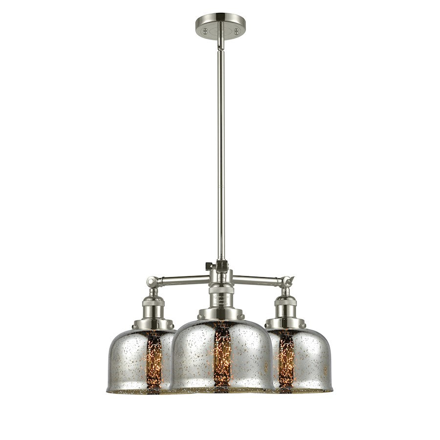 Innovations Franklin Restoration 22in 3-Light LED Chandelier | Industrial Polished Nickel and Silver Plated Mercury Glass | Kitchen | Model 207-PN-G78-LED