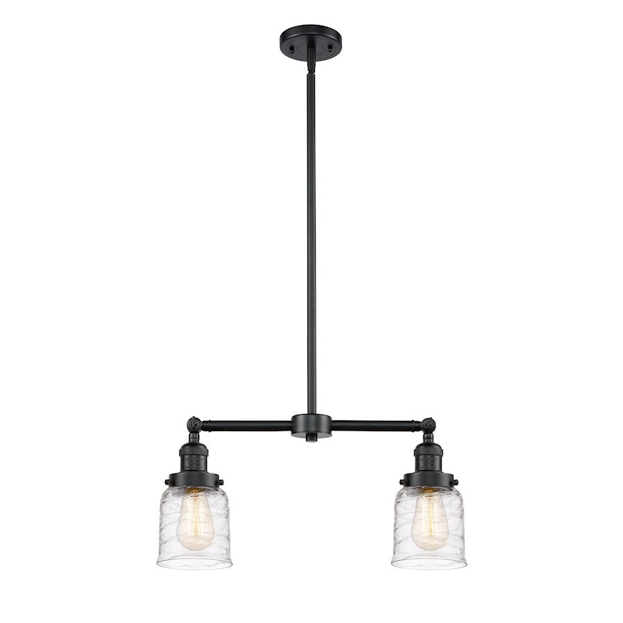 Innovations Franklin Restoration Bell 21in 2-Light LED Island Light | Traditional Farmhouse Oil Rubbed Bronze Steel and Deco Swirl | Model 209-OB-G513-LED