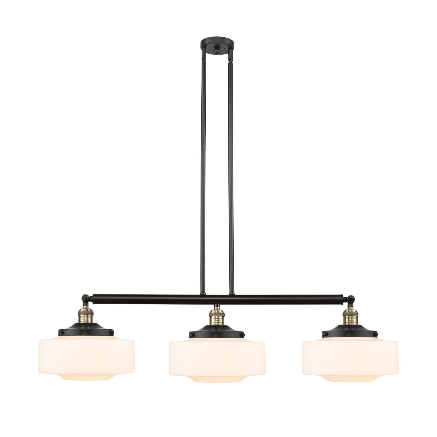 Innovations Bridgeton 44in 3-Light Island Light | Traditional Black Antique Brass and Matte White Frosted Glass | Kitchen Island & | Model 213-BAB-G691-12