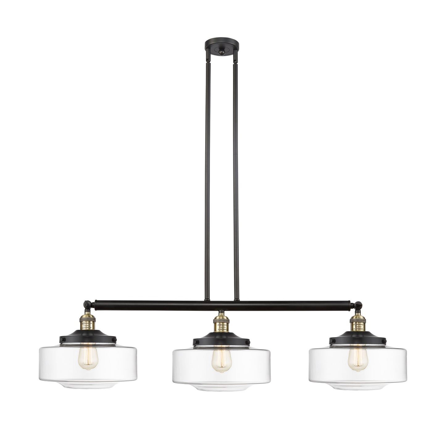 Innovations Bridgeton 44in 3-Light Island Light | Traditional Black Antique Brass Steel and Clear Glass | Kitchen Island & Dining | Model 213-BAB-G692-12
