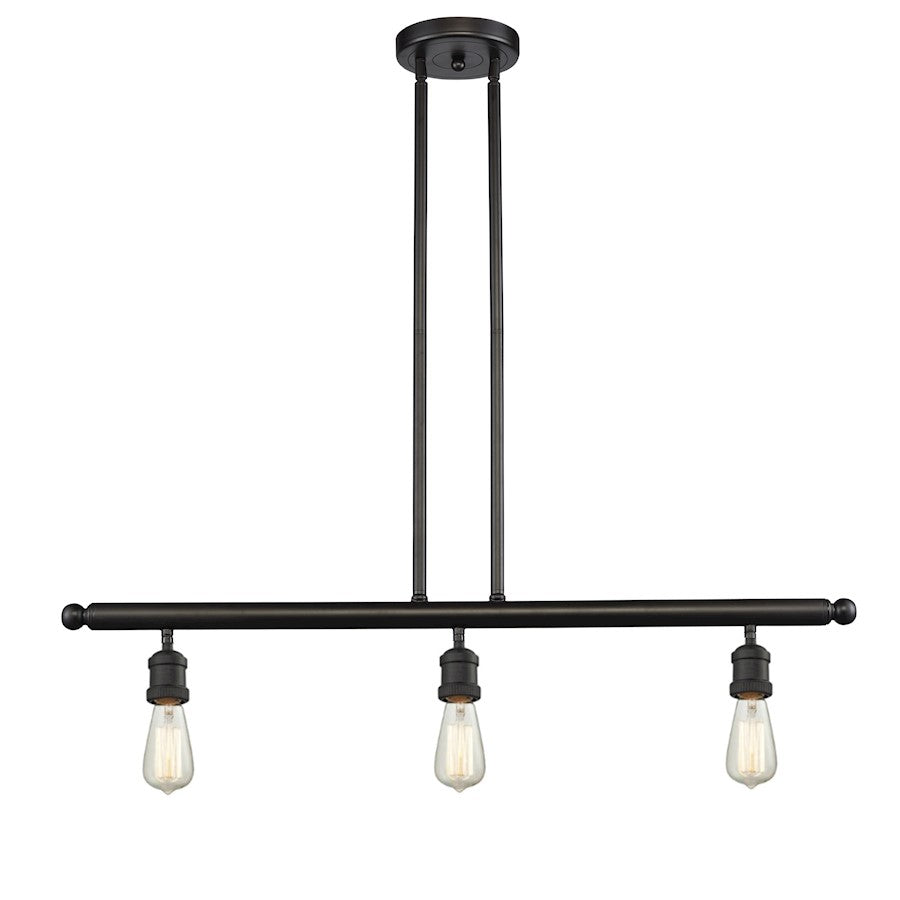 Innovations Bare Bulb 36in 3-Light Island Light | Traditional Industrial Oiled Rubbed Bronze Cast Brass and Bare Bulb | Kitchen Island & | Model 213-OB