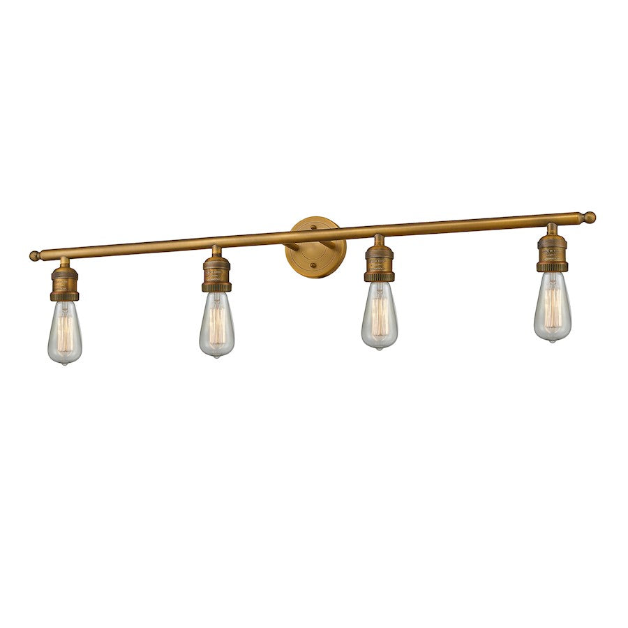 Innovations Bare Bulb 42in 4-Light Bathroom Vanity Light | Industrial Brushed Brass Cast Brass and Bare Bulb | Bathroom Vanity & Damp | Model 215-BB