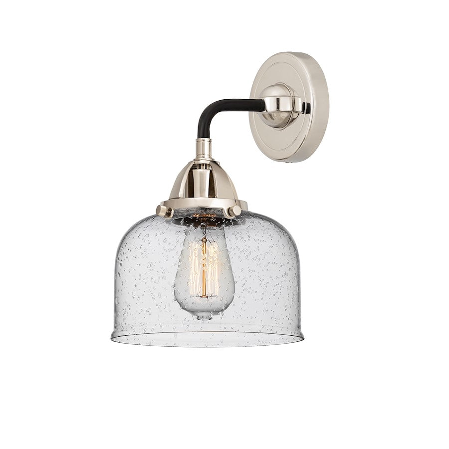 Innovations Nouveau 2 Bell 8in 1-Light Wall Sconce | Transitional Black Polished Nickel and Seeded Glass | Bedroom & Hallway Accent | Model 288-1W-BPN-G74
