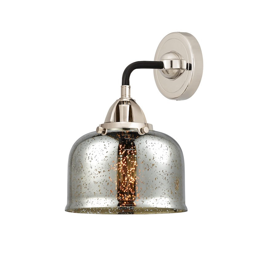 Innovations Nouveau 2 Bell 8in 1-Light Wall Sconce | Transitional Black Polished Nickel and Mercury Glass | Hallway & Bedroom | Model 288-1W-BPN-G78
