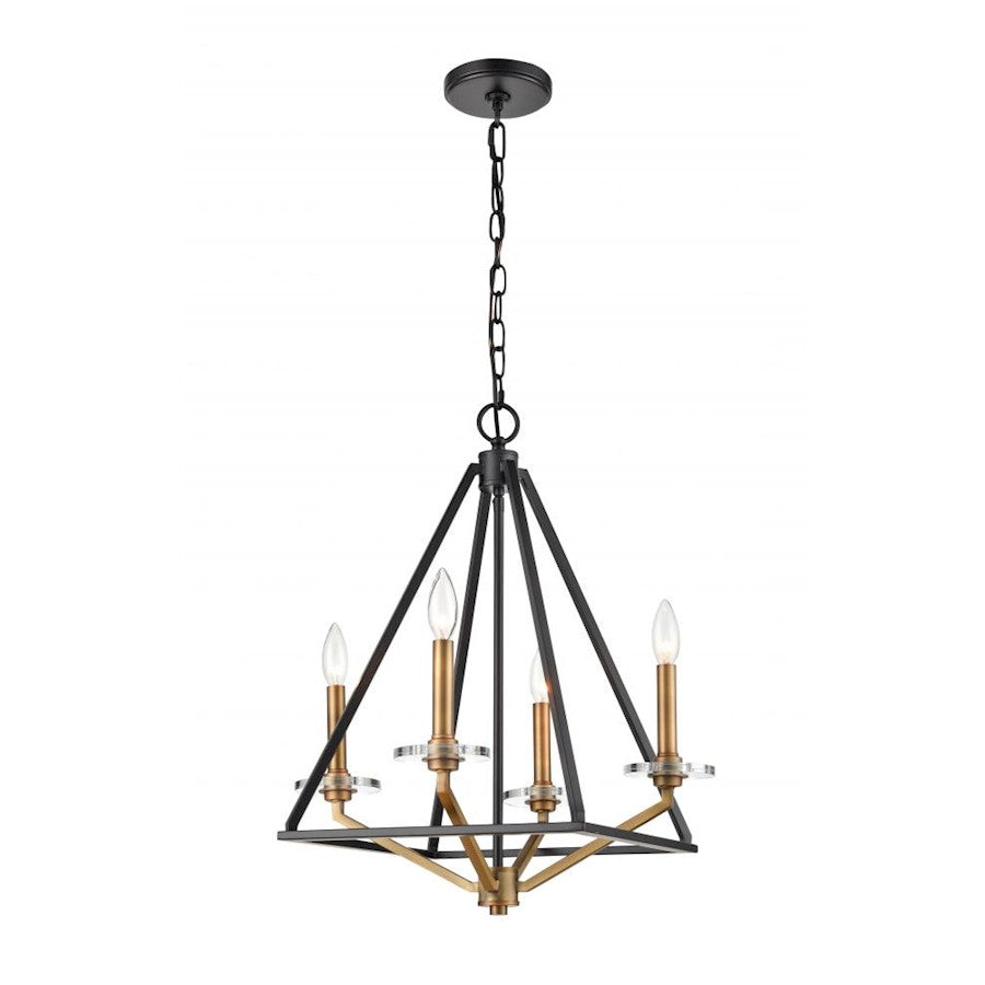 Innovations Raleigh Raleigh 18" 4 Light Chandelier, Black/Brass