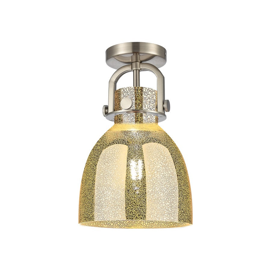Innovations Newton Bell 1Lt 8" Arched Flush, SN/Mercury - 410-1F-SN-G412-8ME