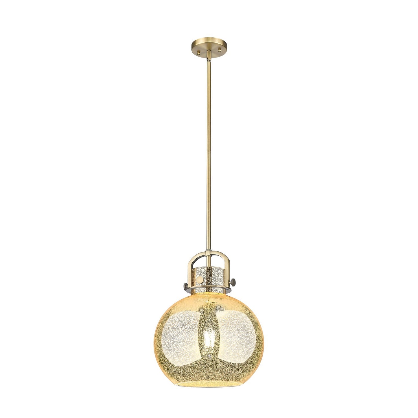 Innovations Newton Sphere 12in 1-Light Mini Pendant | Industrial Brushed Brass Steel and Mercury Glass | Kitchen Island & | Model 410-1SM-BB-G410-12ME
