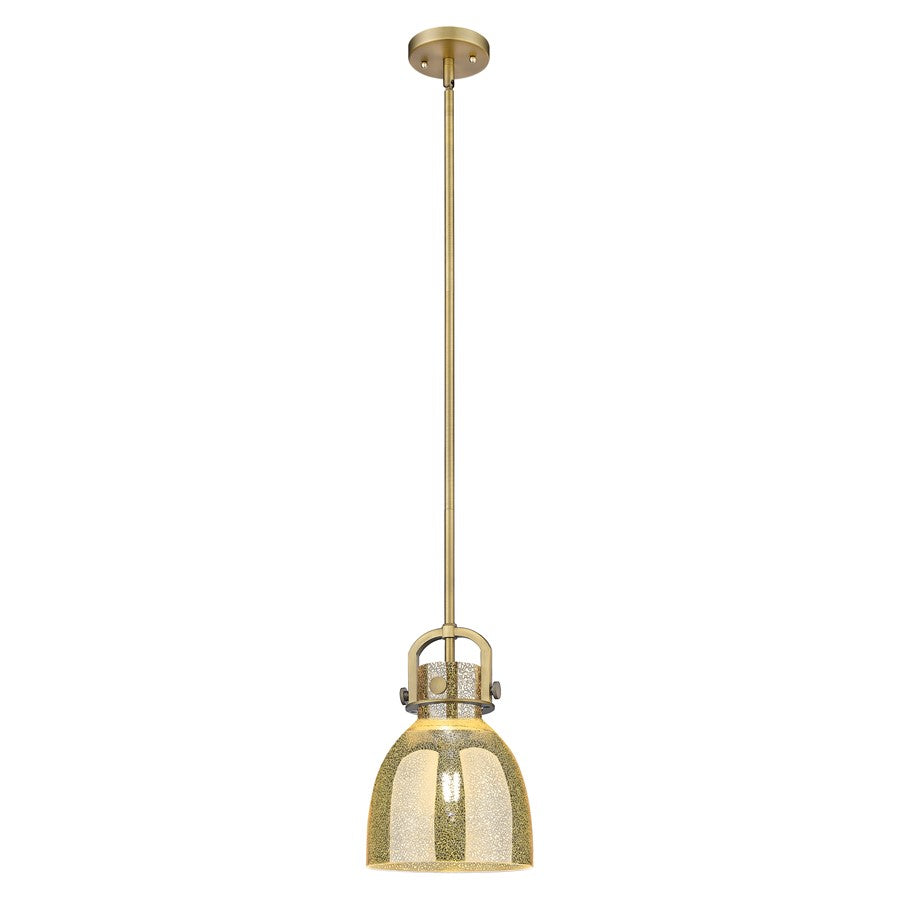 Innovations Newton Bell 8in 1-Light Mini Pendant | Industrial Brushed Brass and Mercury Glass | Kitchen Island & Dining Room | Model 410-1SS-BB-G412-8ME