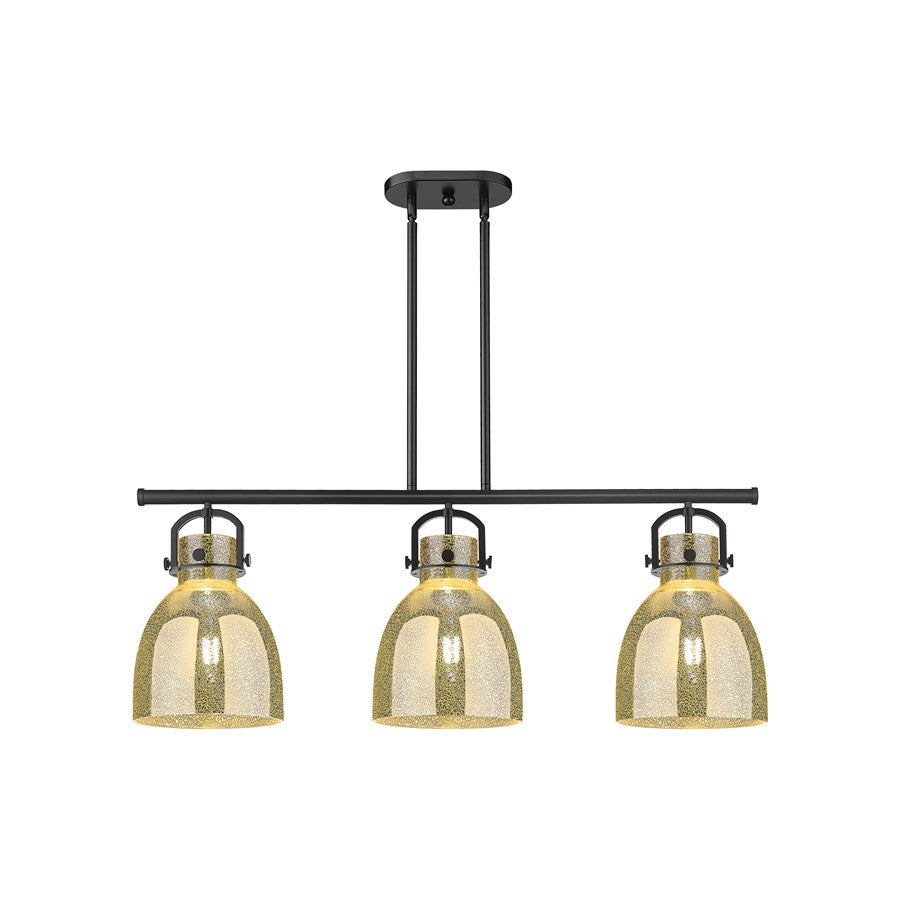 Innovations Newton Bell 3Lt 42" Stem Arched Island, BK/MC - 410-3I-BK-G412-10ME