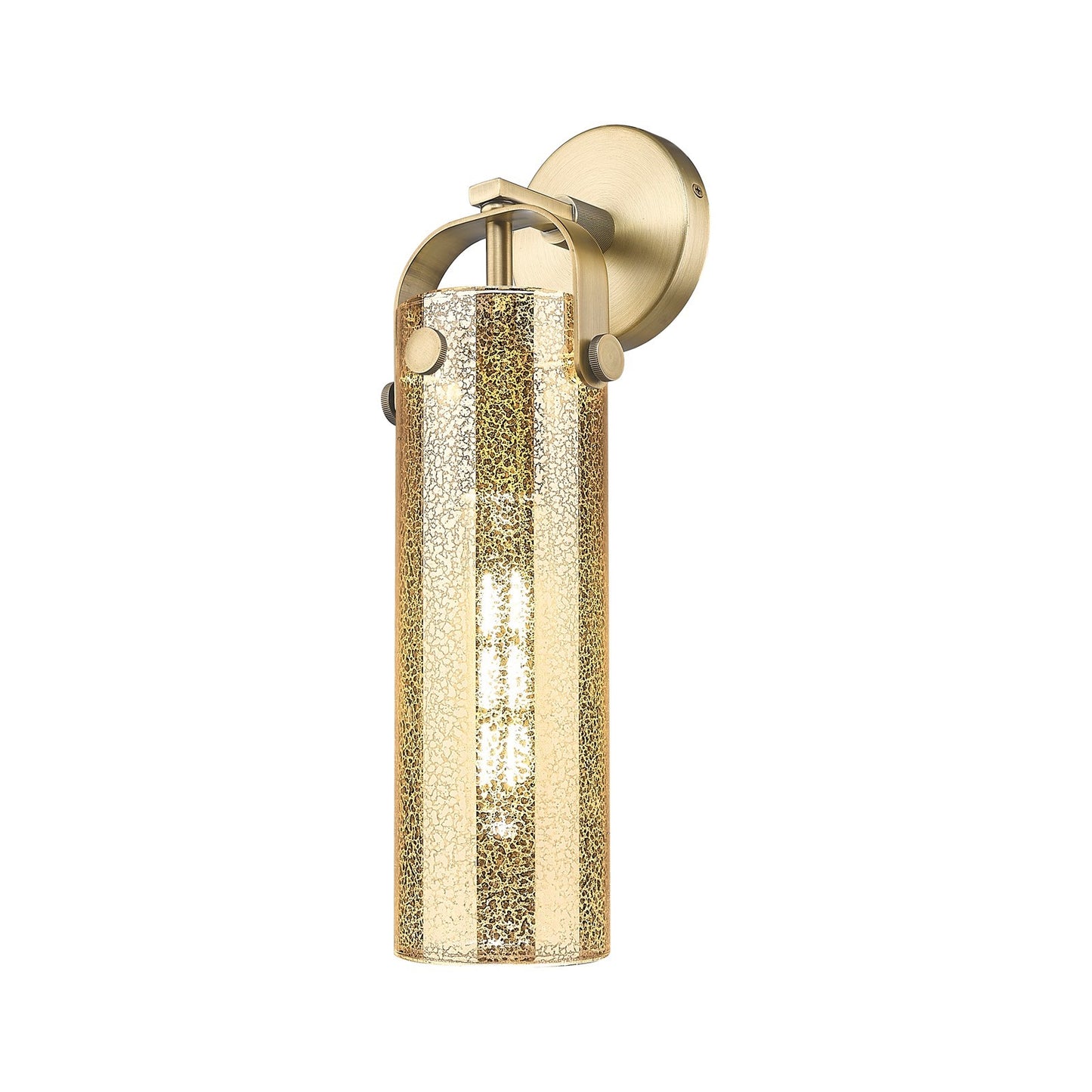 Innovations Pilaster 4.5in 1-Light Wall Sconce | Industrial Brushed Brass and Mercury Glass | Hallway & Bedroom Accent | Model 413-1W-BB-G413-1W-4ME