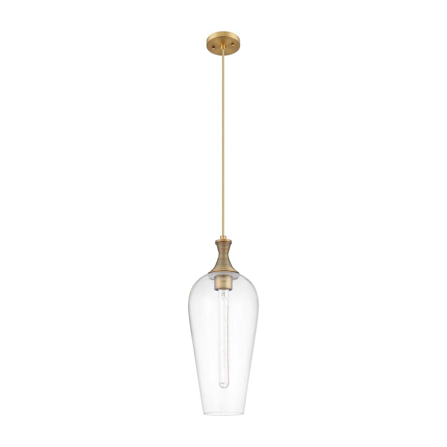 Innovations Chelsea 10in 1-Light Mini Pendant | Brushed Brass and Matte White Glass | Kitchen Island & Dining Room | Model 415-1P-BB-G456-8CL