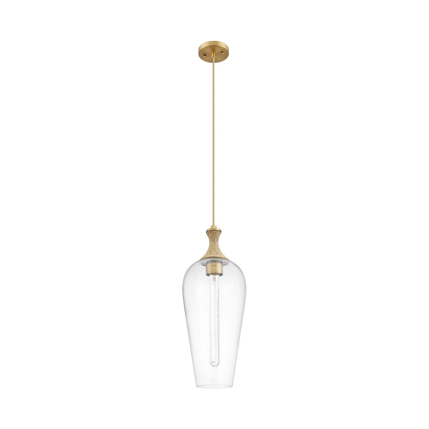 Innovations Chelsea 10in 1-Light Mini Pendant | Industrial Brushed Brass and Matte White Glass | Kitchen Island & Dining | Model 415-1PR-BB-G456-8CL