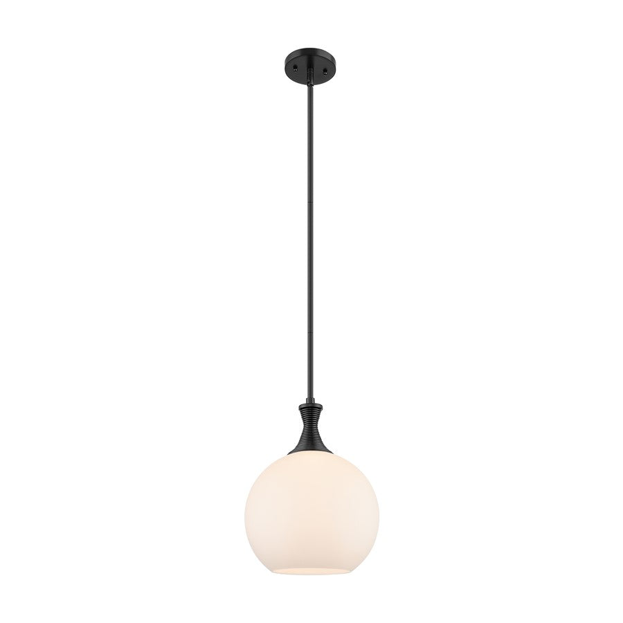 Innovations Astor 1Lt 10" Stem Mini Pendant, Black/White - 415-1S-BK-G121-10