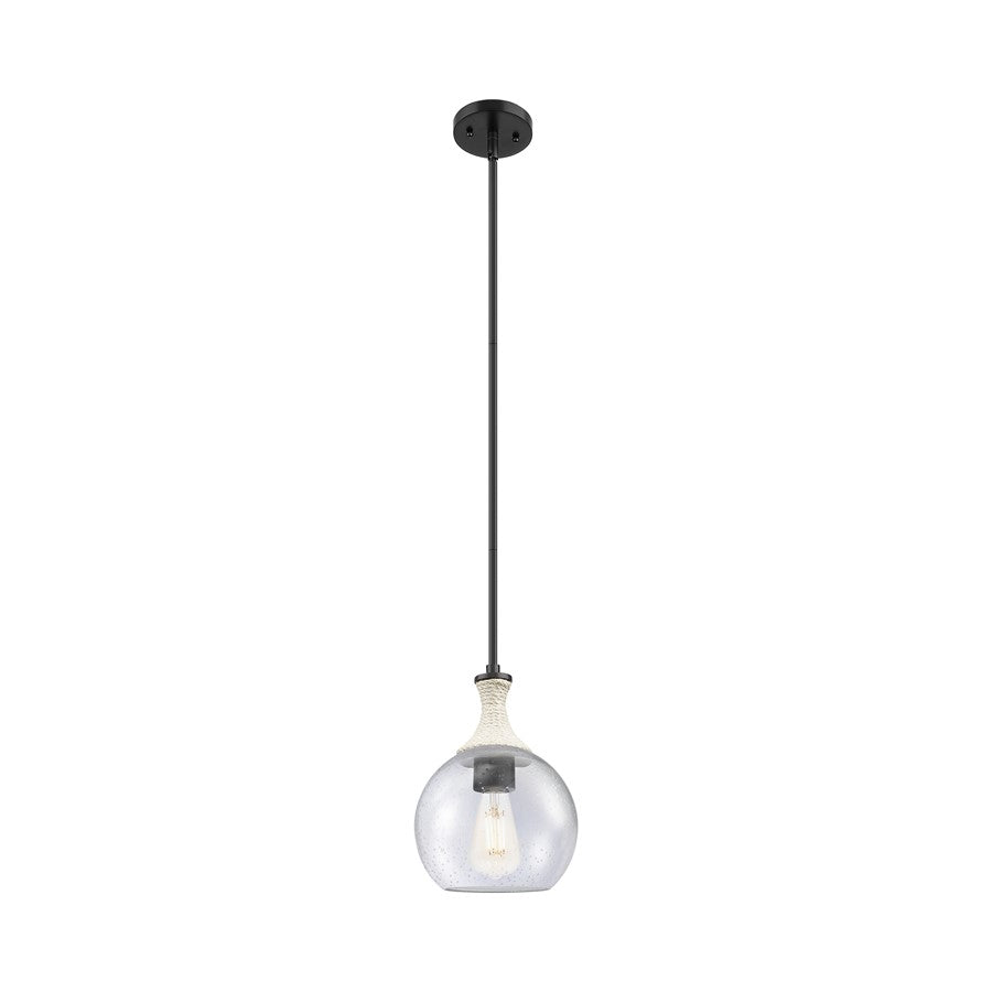 Innovations Astor 1Lt 8" Stem Mini Pendant, BK/WhiteSD - 415-1SR-BK-G124-8
