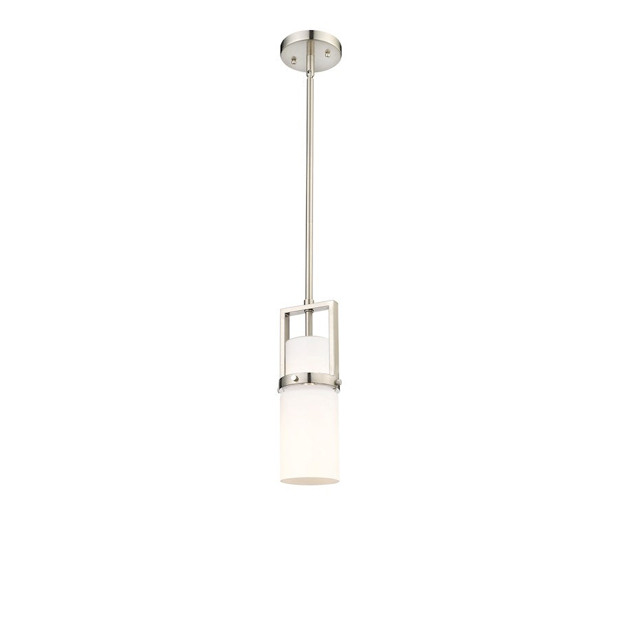 Innovations Utopia 1 Lt 8" Stem Pendant, Satin Nickel/White