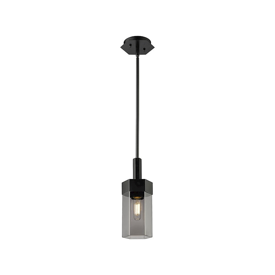 Innovations Claverack 1 Lt 9" Stem Pendant, Black/P Smoke