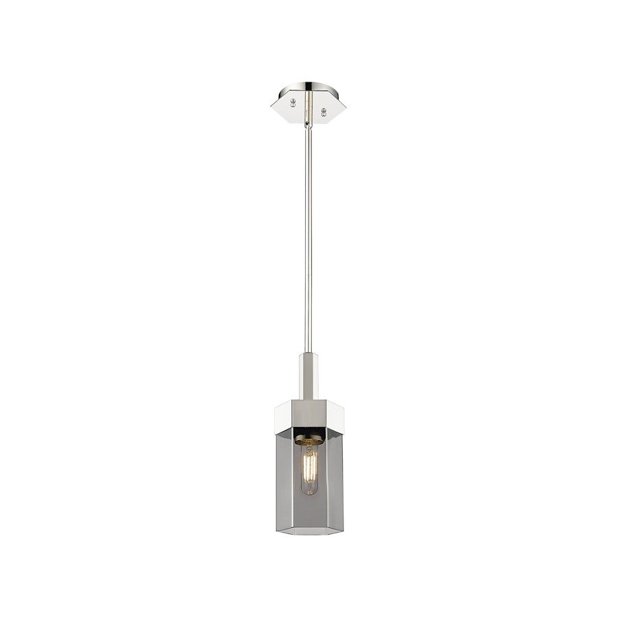 Innovations Claverack 1 Lt 9" Stem Pendant, PN/Plated Smoke