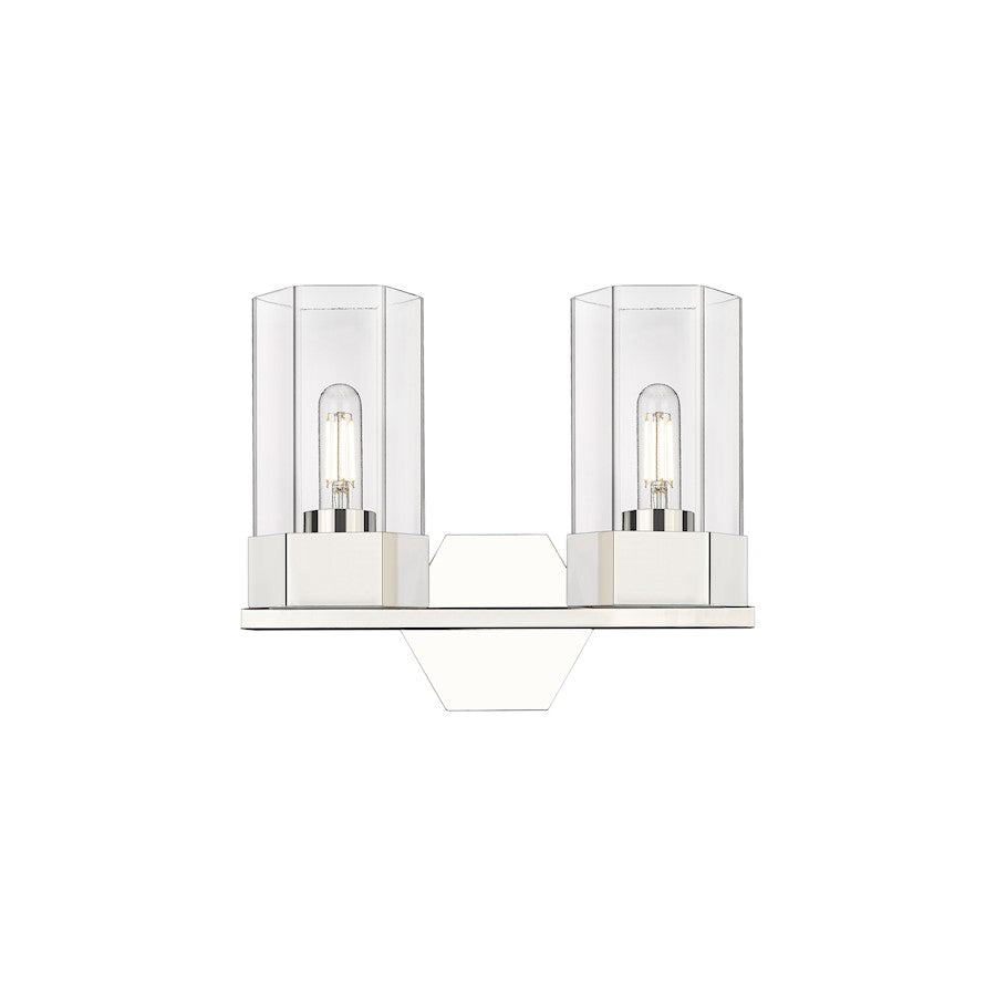 Innovations Claverack 2 Lt 9" Wall Bath, PN/Clear