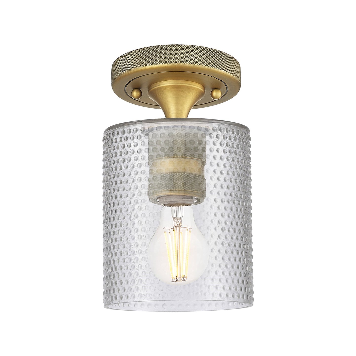 Innovations Cobbleskill 5in 1-Light Flush Mount | Industrial Brushed Brass and Clear Glass | Bathroom & Hallway | Model 434-1F-BB-G112