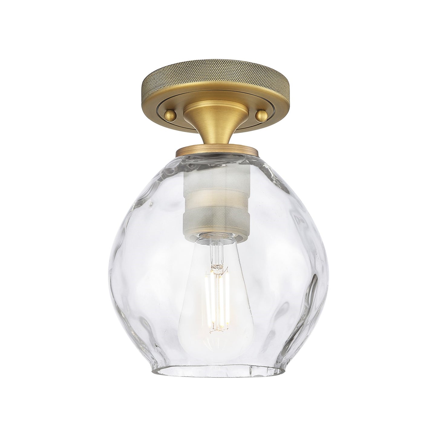 Innovations Waverly 6.25in 1-Light Flush Mount | Industrial Brushed Brass and Clear Glass | Bedroom & Hallway | Model 434-1F-BB-G362