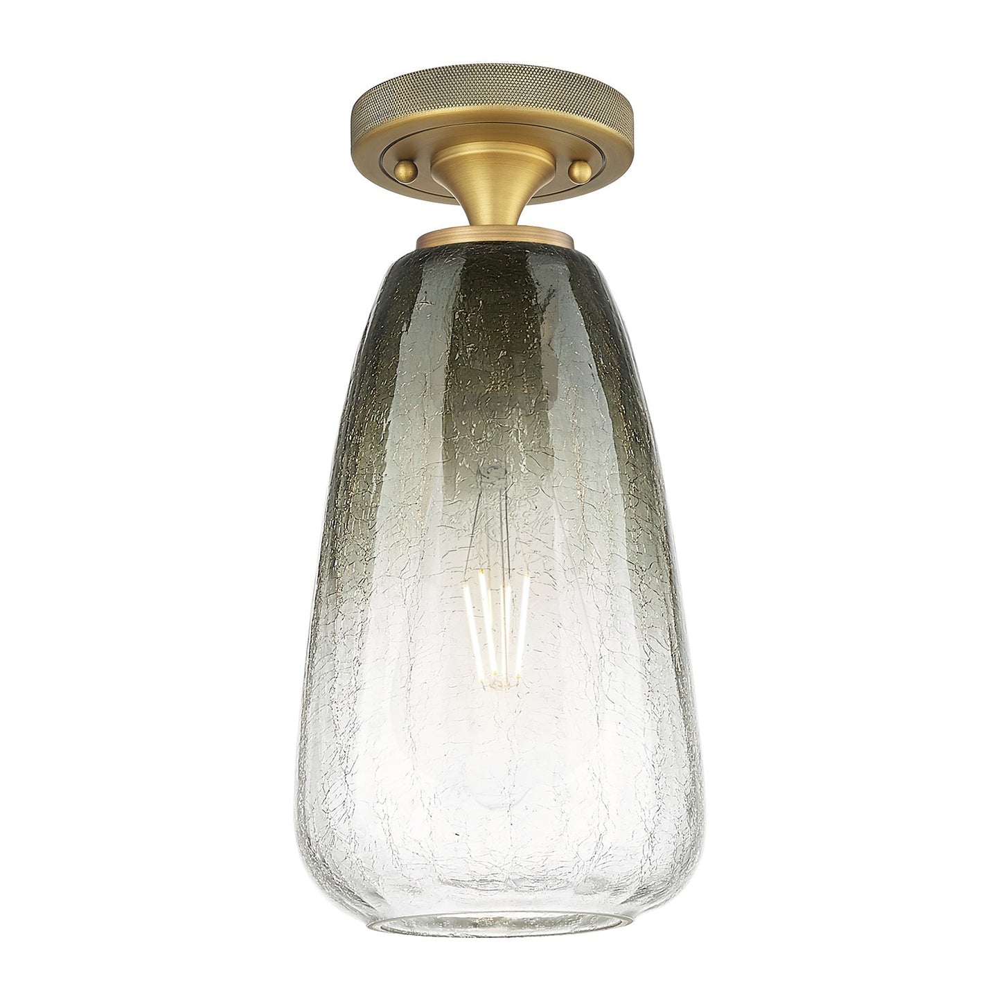 Innovations Brookhaven Almond 6in 1-Light Flush Mount | Industrial Brushed Brass and Slate Glass | Bathroom & Hallway | Model 434-1F-BB-G480-6SL