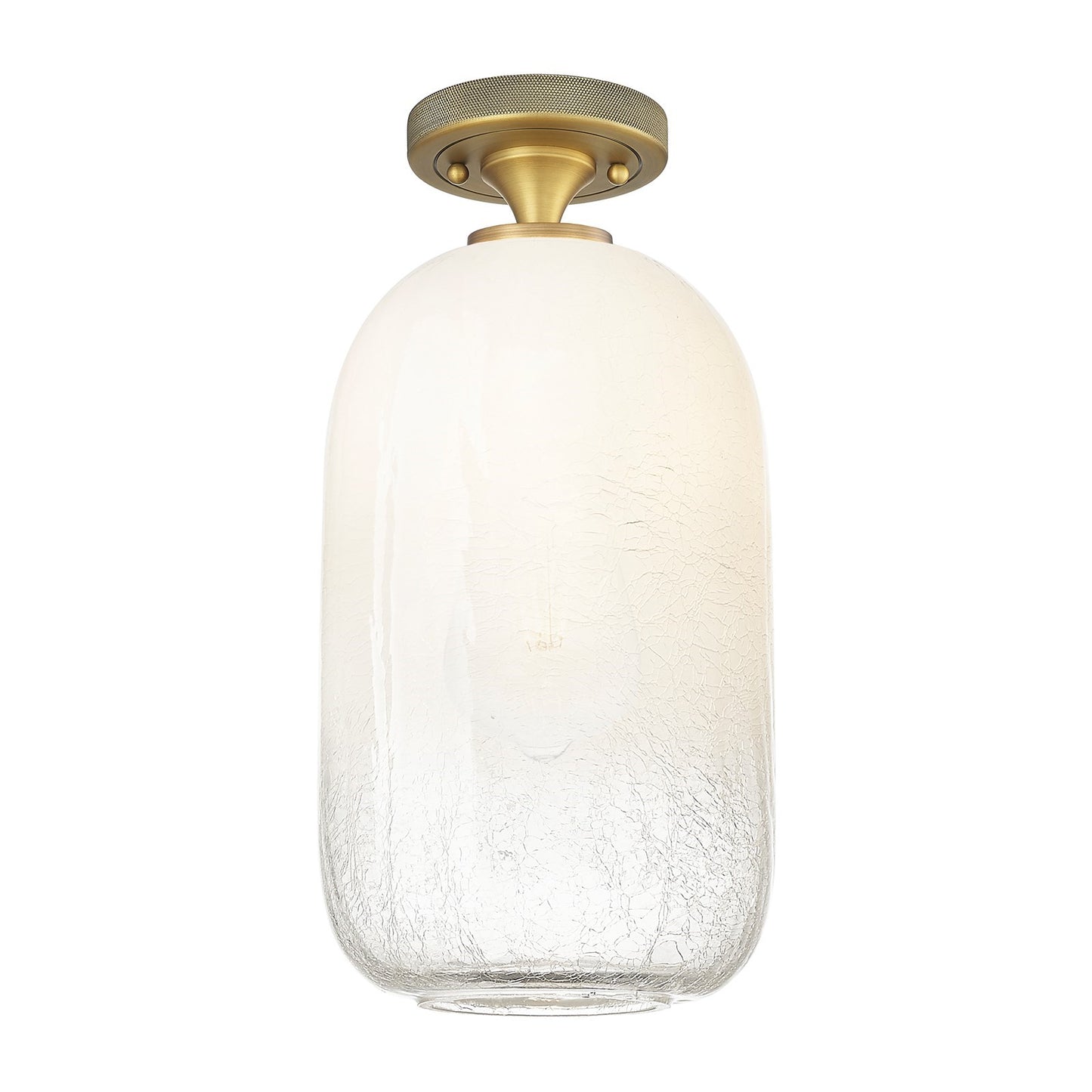 Innovations Brookhaven Cloche 7in 1-Light Flush Mount | Industrial Brushed Brass and Opal Glass | Hallway & Bathroom | Model 434-1F-BB-G482-7OP