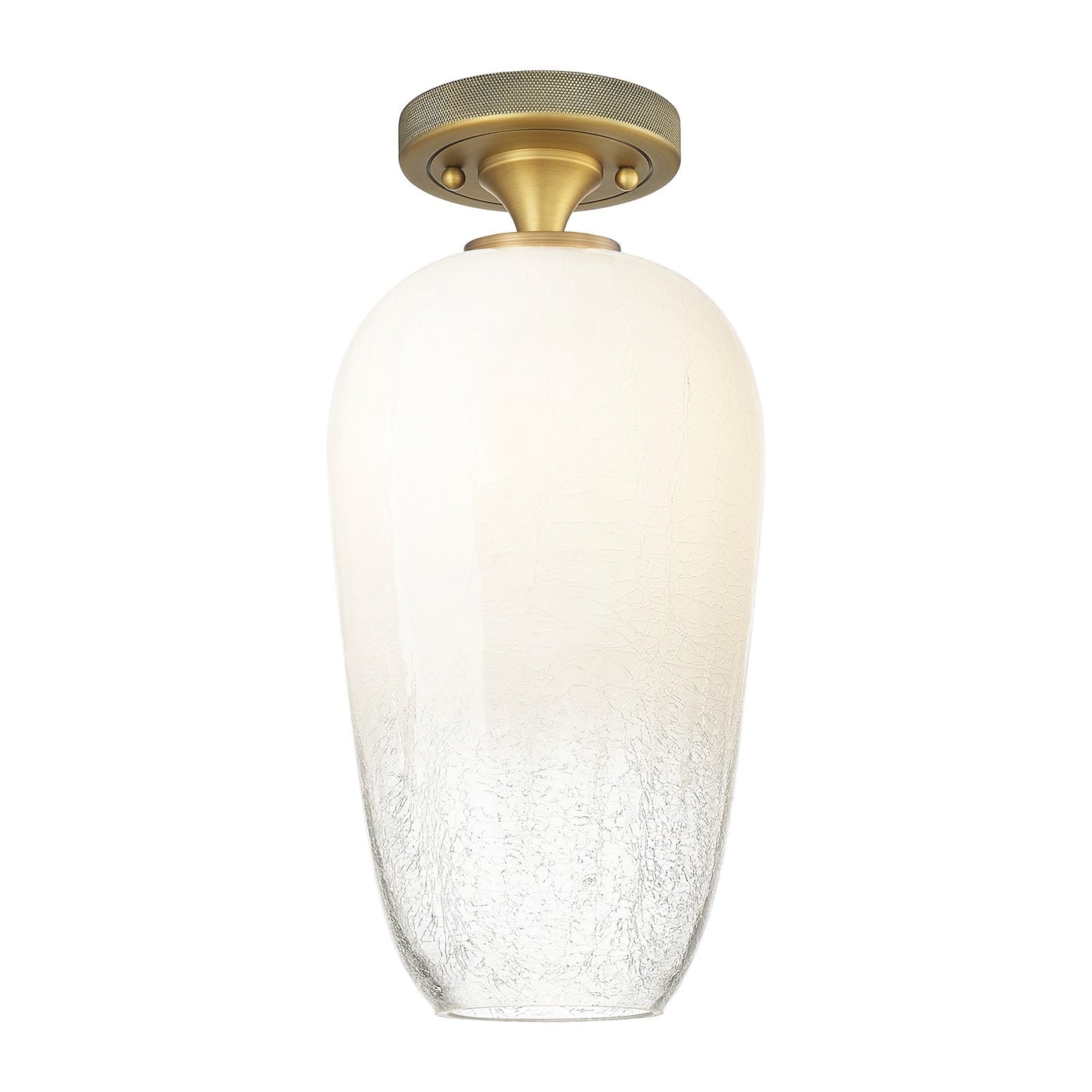 Innovations Brookhaven Flute 7in 1-Light Flush Mount | Industrial Brushed Brass and Opal Glass | Bathroom & Hallway | Model 434-1F-BB-G484-7OP