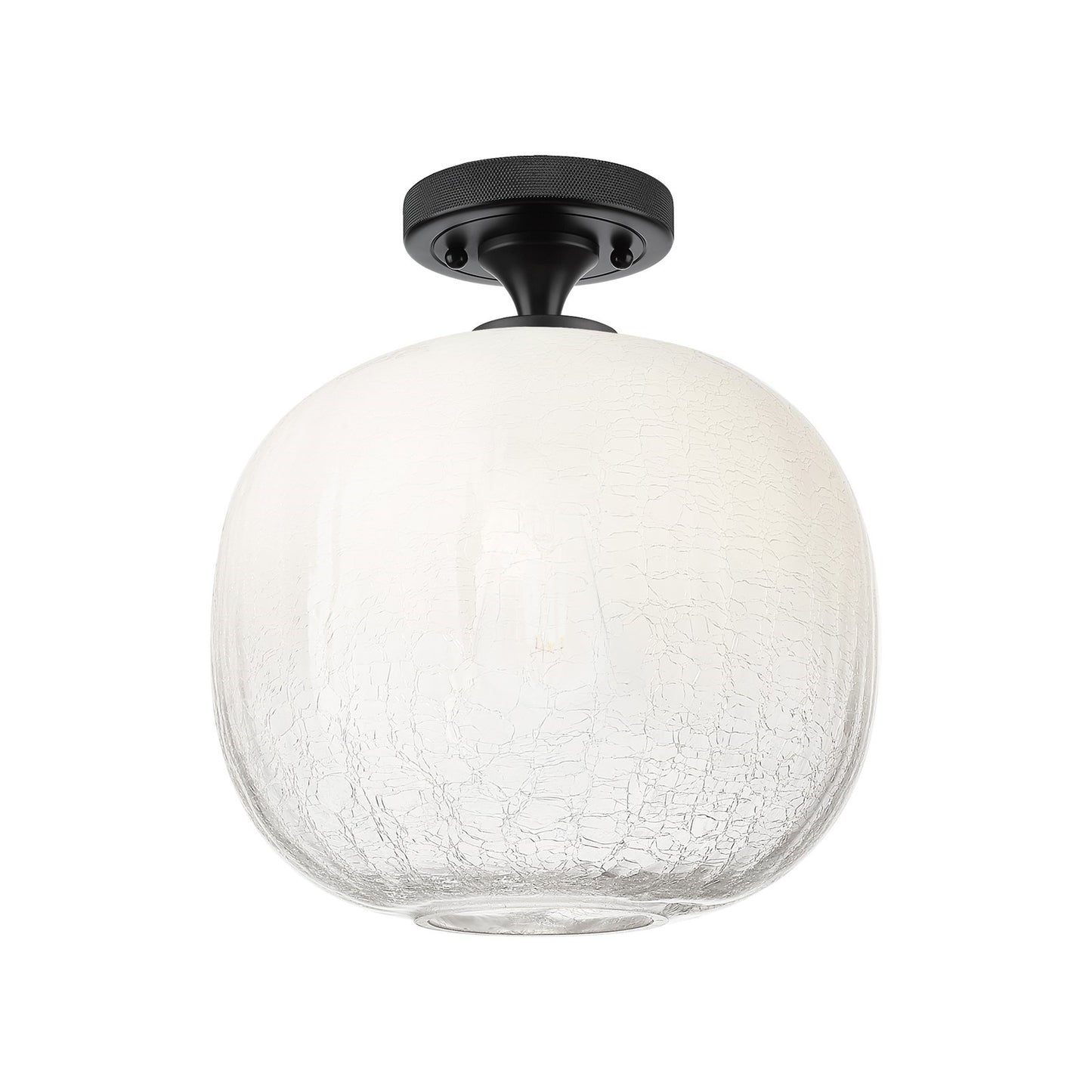 Innovations Brookhaven Sphere 10in 1-Light Flush Mount | Industrial Matte Black and Opal Glass | Hallway & Bedroom | Model 434-1F-BK-G481-10OP