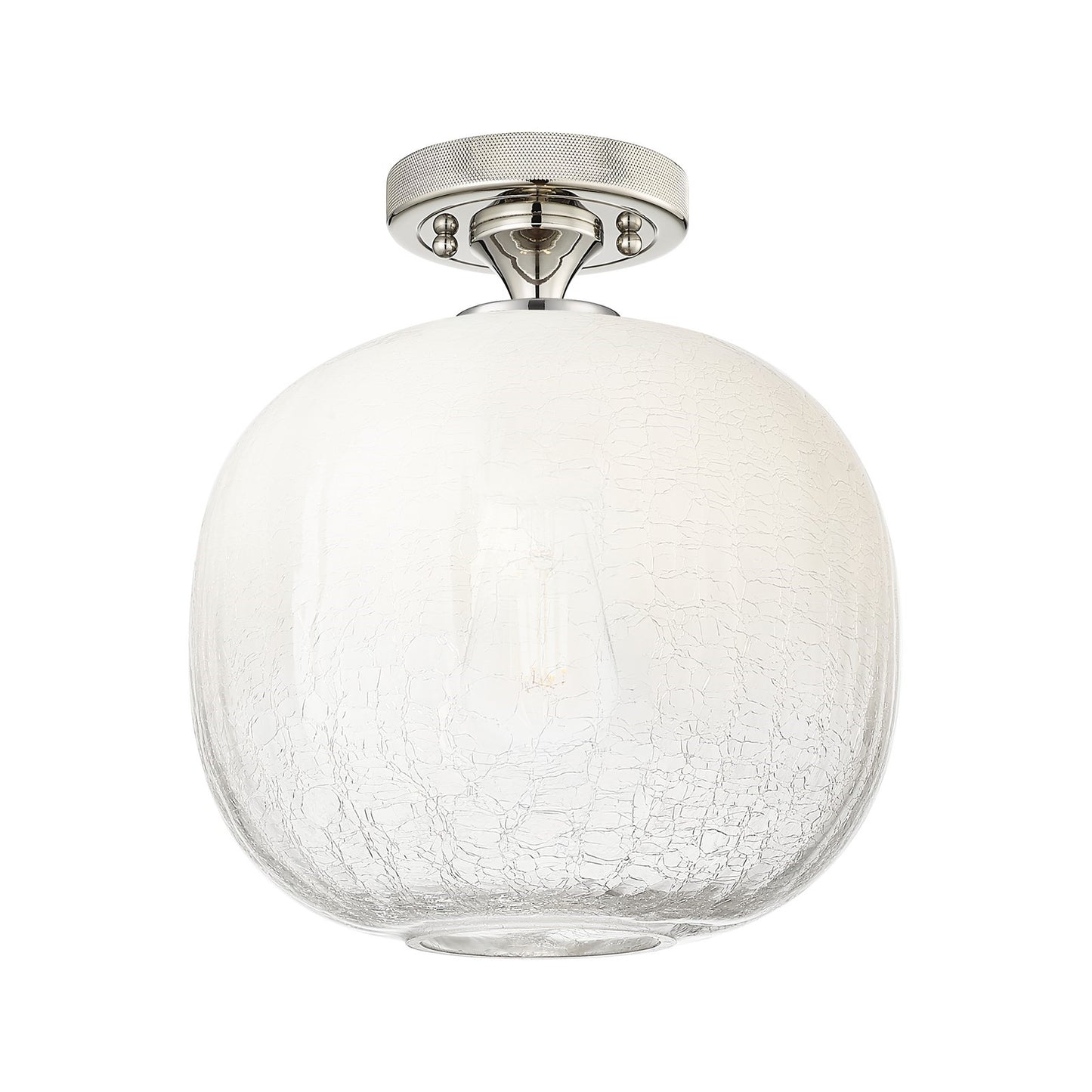 Innovations Brookhaven Sphere 10.5in 1-Light Flush Mount | Industrial Polished Nickel and Opal Glass | Hallway & Bedroom | Model 434-1F-PN-G481-10OP
