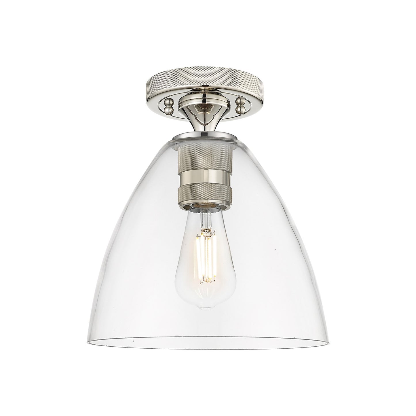 Innovations Bristol 7.5in 1-Light Flush Mount | Industrial Polished Nickel and Clear Glass | Hallway & Bathroom | Model 434-1F-PN-GBD-752