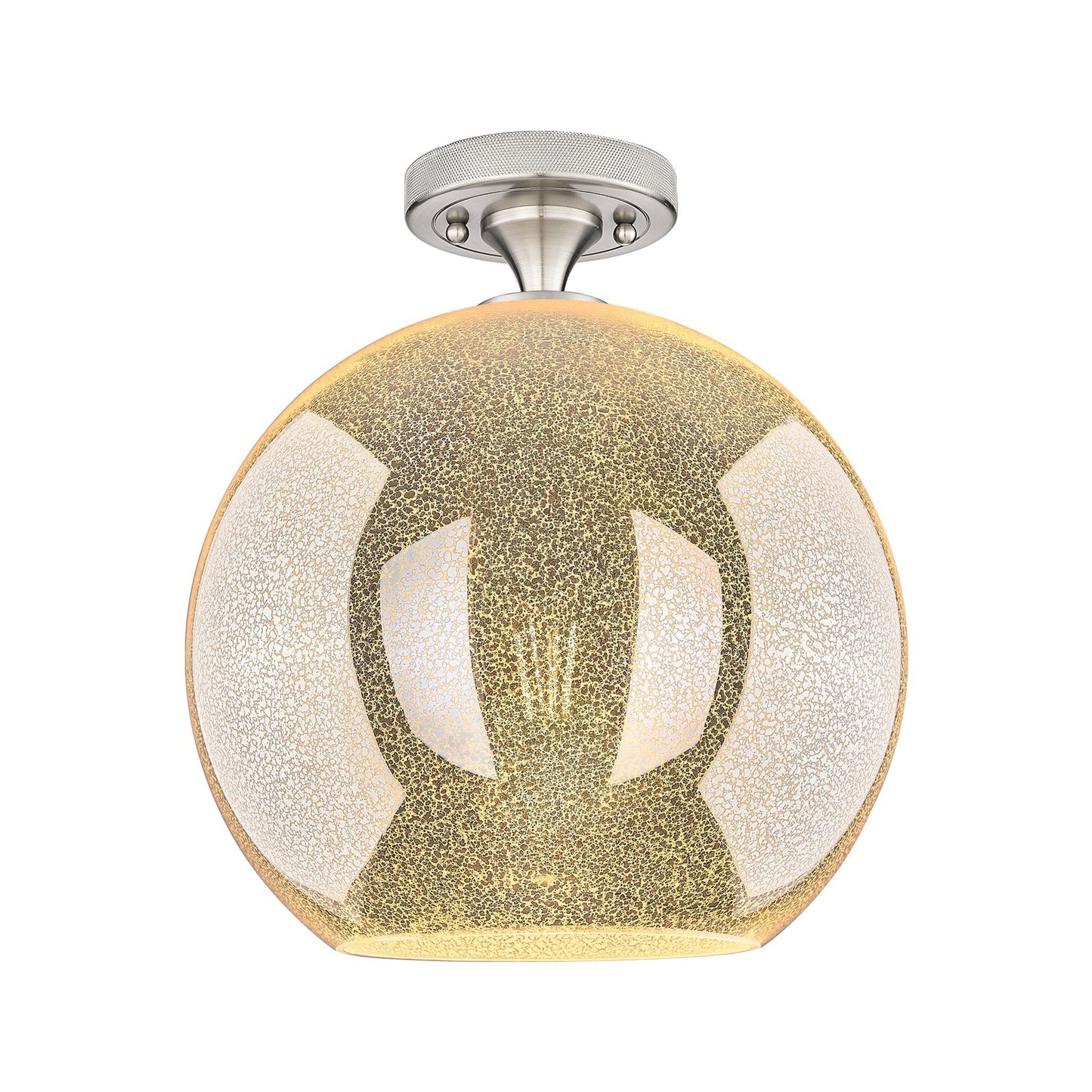 Innovations Athens 12in 1-Light Flush Mount | Industrial Satin Nickel and Mercury Glass | Hallway & Bedroom | Model 434-1F-SN-G128-12