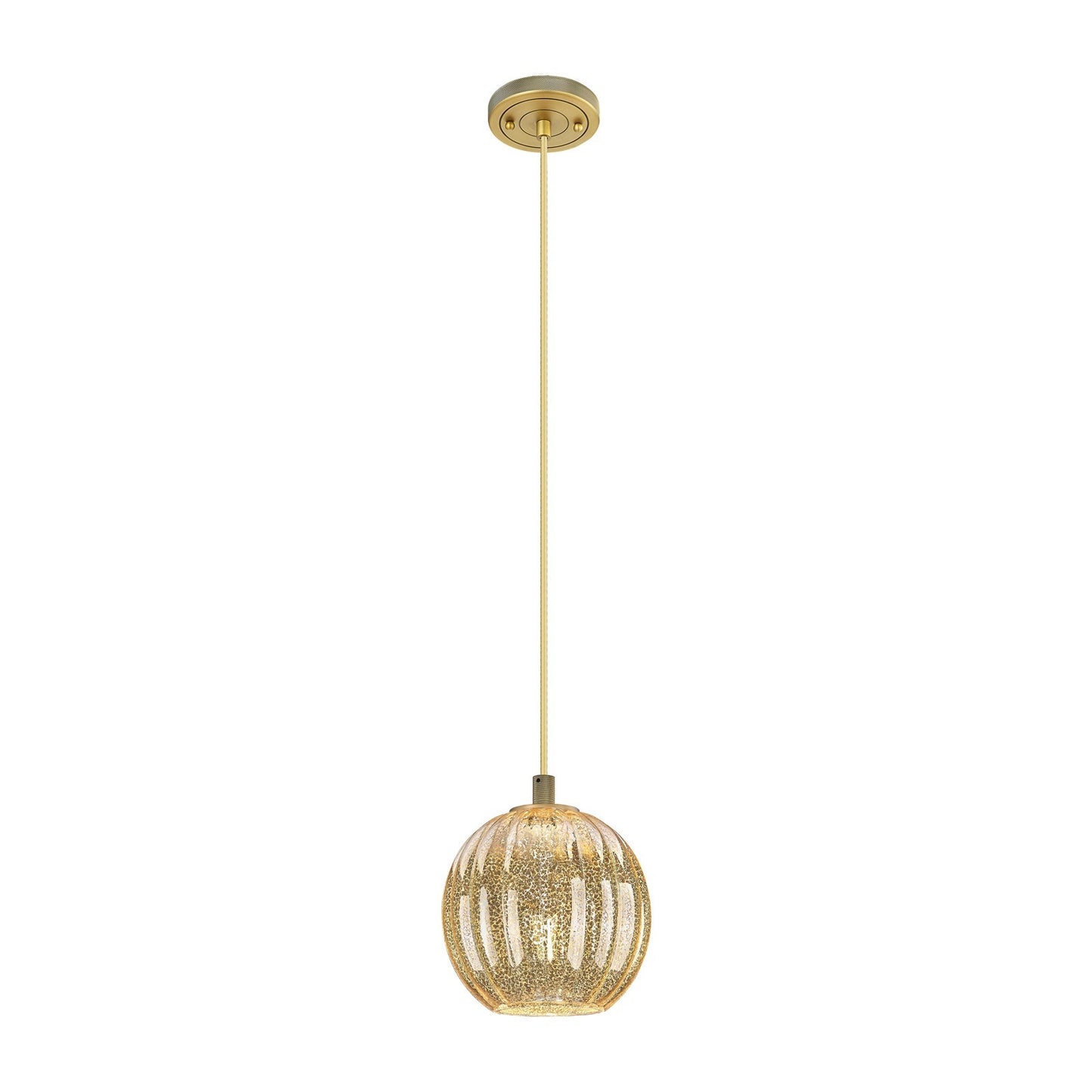 Innovations Preston Globe 7in 1-Light Pendant | Industrial Brushed Brass and Mercury Glass | Kitchen Island & Dining Room | Model 434-1P-BB-G458-7ME
