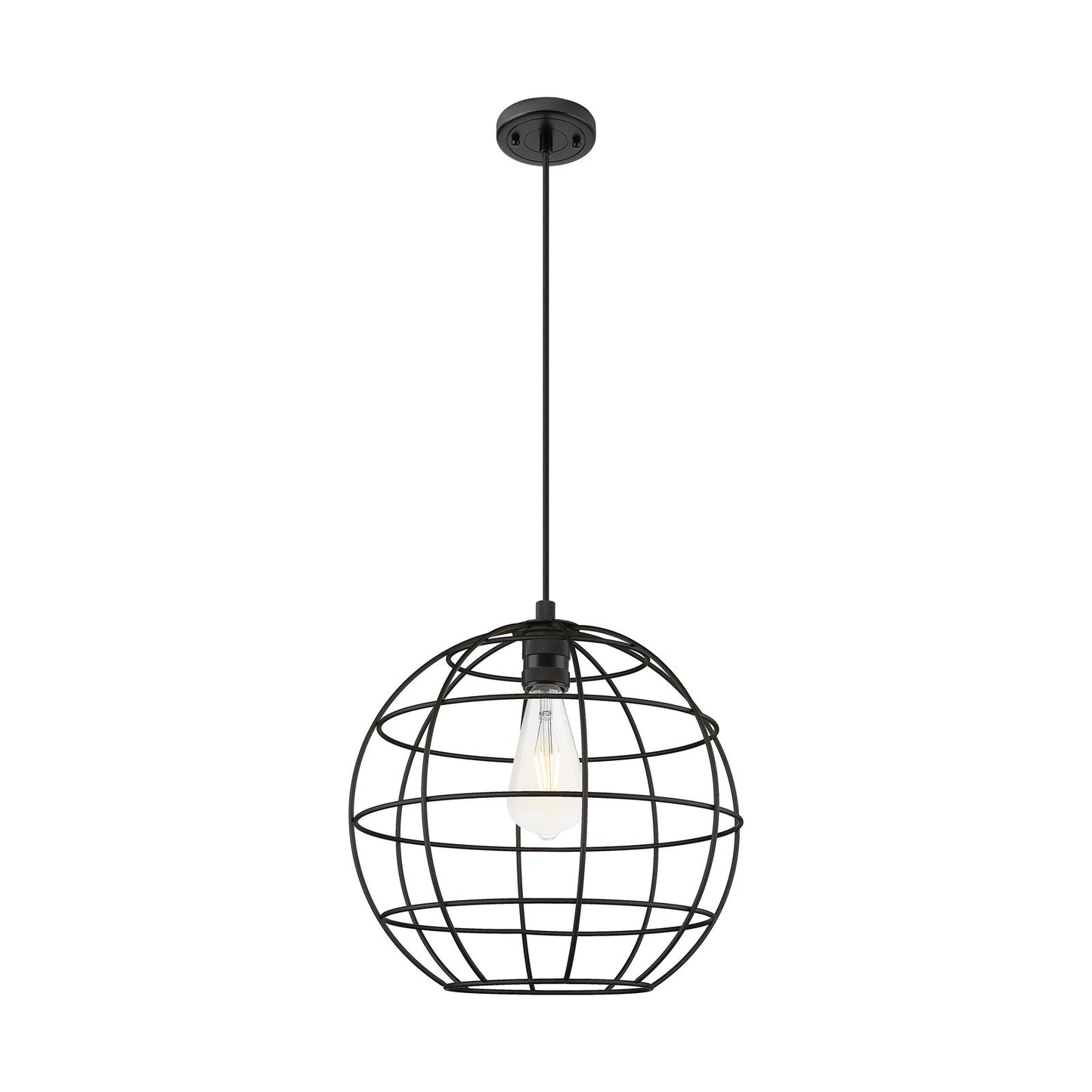 Innovations Lake Placid 16in 1-Light Pendant | Industrial Matte Black Metal Shade | Kitchen Island & Dining Room | Model 434-1P-BK-CE-16-BK