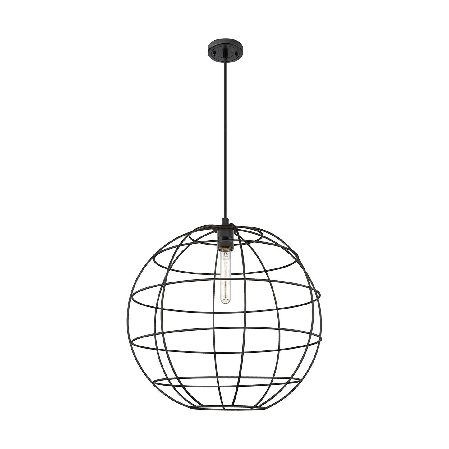 Innovations Lake Placid 22in 1-Light Pendant | Industrial Matte Black and Matte Black Metal Shade | Kitchen Island | Model 434-1P-BK-CE-22-BK