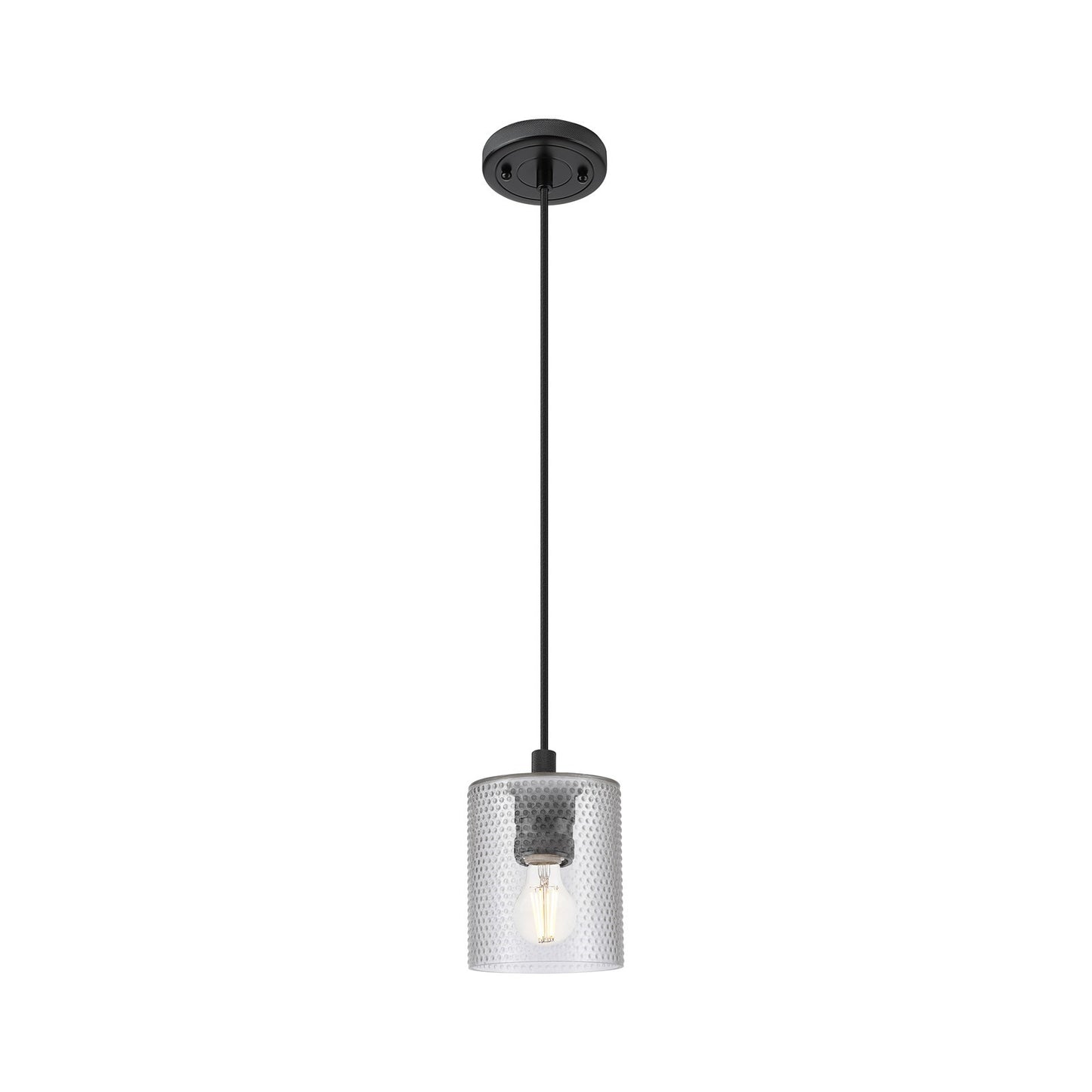 Innovations Cobbleskill 5in 1-Light Pendant | Industrial Matte Black and Clear Glass | Kitchen Island & Dining Room | Model 434-1P-BK-G112