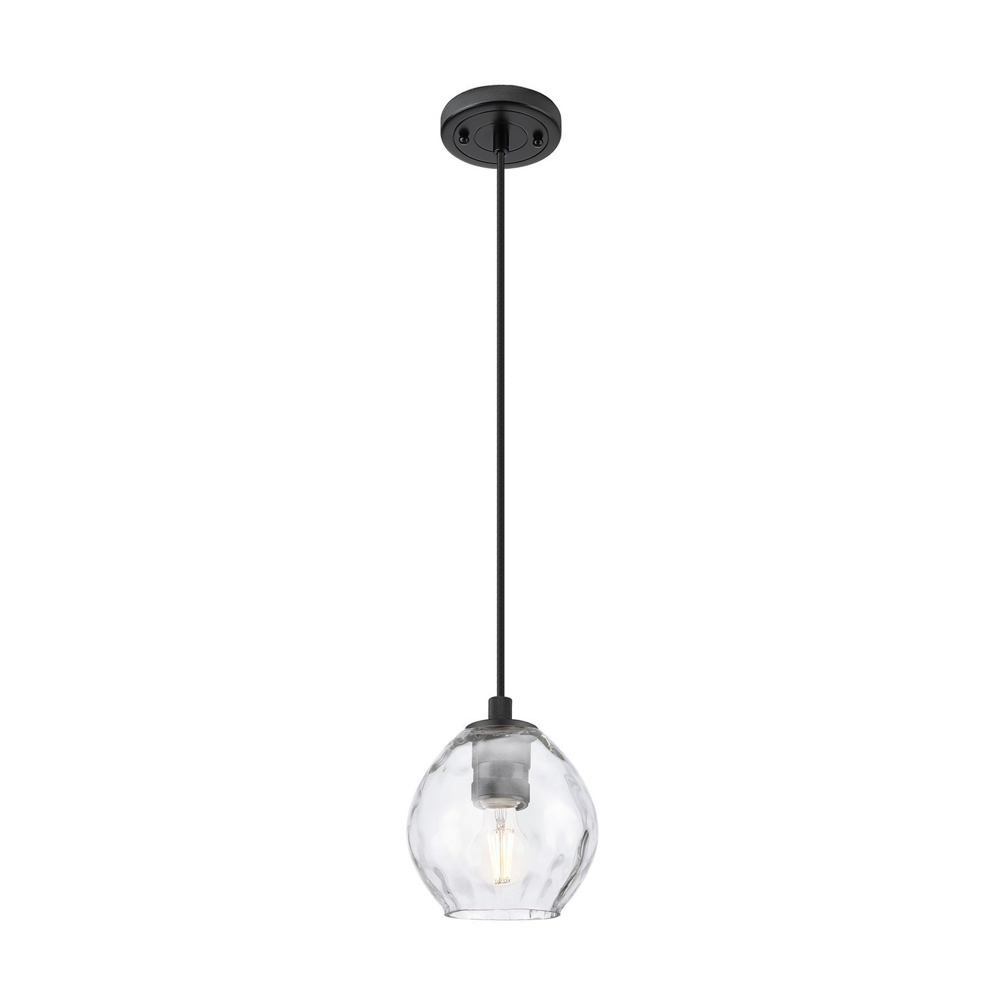 Innovations Waverly 6.25in 1-Light Pendant | Industrial Matte Black and Clear Globe Glass | Kitchen Island & Dining Room | Model 434-1P-BK-G362