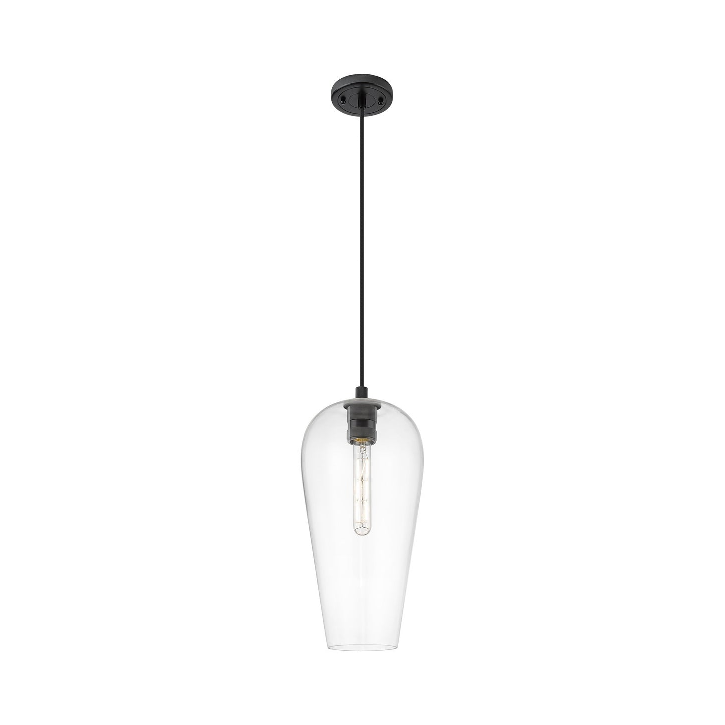 Innovations Chelsea 8in 1-Light Pendant | Industrial Matte Black and Clear Glass | Kitchen Island & Dining Room | Model 434-1P-BK-G456-8CL