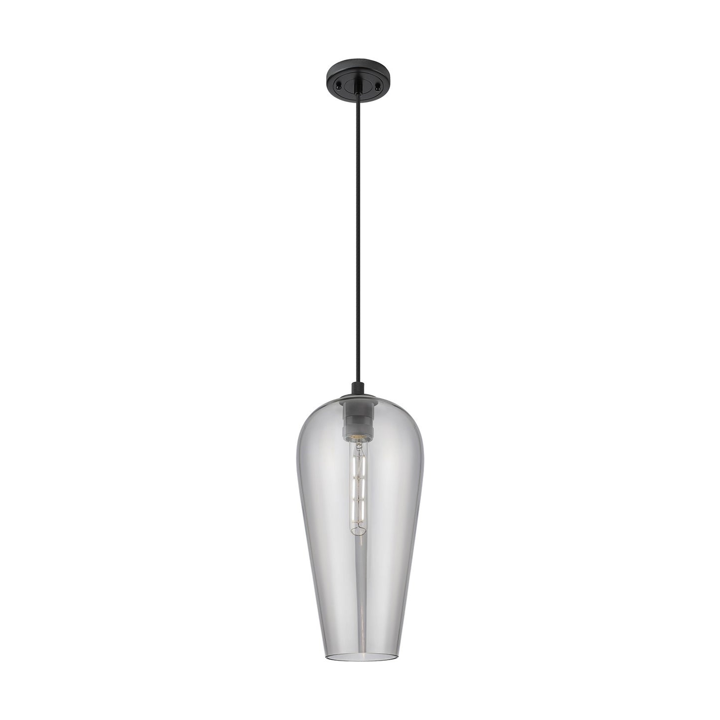 Innovations Chelsea 8in 1-Light Pendant | Industrial Matte Black and Light Smoke Glass | Kitchen Island & Dining Room | Model 434-1P-BK-G456-8SM